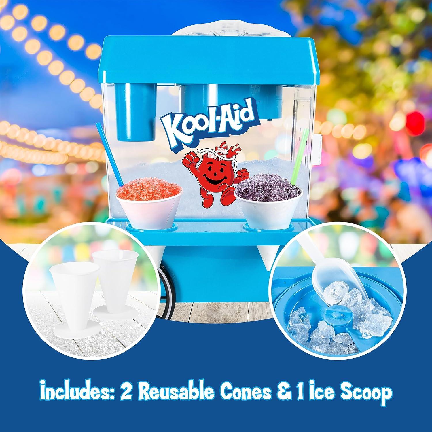 image:imageNostalgia KoolAid Snow Cone Shaved Ice Machine Retro TableTop Slushie Machine Makes 20 Icy Treats Includes 2 Reusable Plastic Cups amp Ice Scoop RedKoolAid Blue