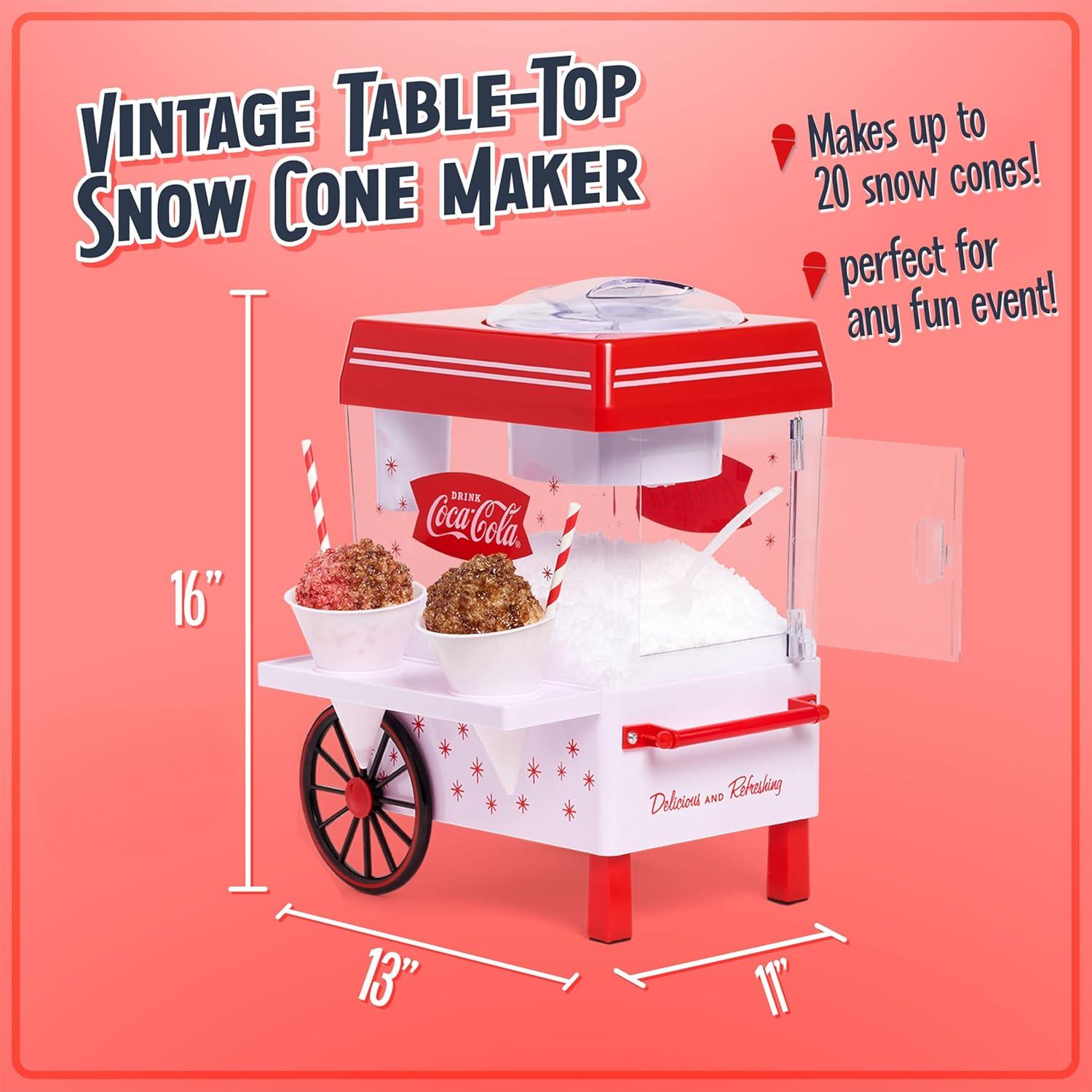image:imageNostalgia KoolAid Snow Cone Shaved Ice Machine Retro TableTop Slushie Machine Makes 20 Icy Treats Includes 2 Reusable Plastic Cups amp Ice Scoop RedCocaCola