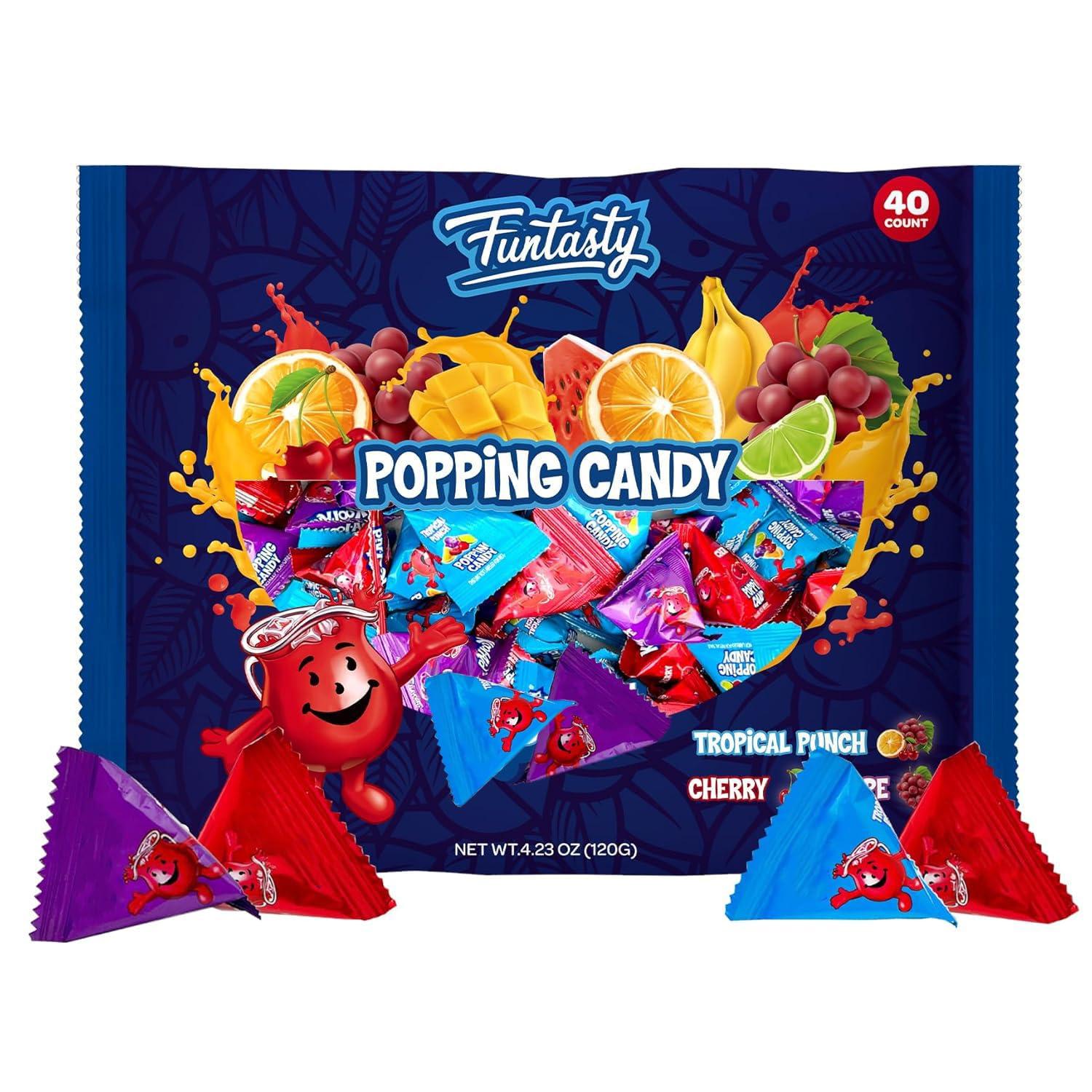 image:imagePopping Rocks Easter Candy 40 Count Bag Popping Rock Candy in Assorted Fruit Flavors Tropical Punch Grape and Cherry Fun Goodie Bags amp Easter Eggs Fillers