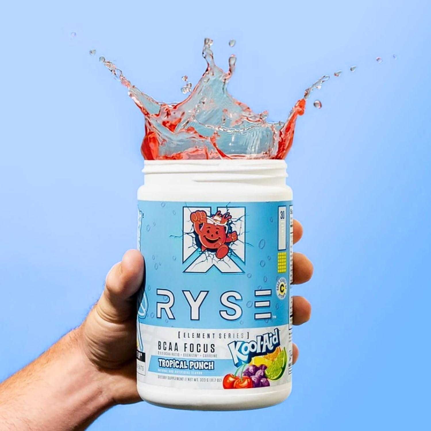 image:imageRYSE BCAA Focus Powder KoolAid Tropical Punch BCAA Supplement with Electrolytes Natural Caffeine amp Cognizin Supports for Hydration Recovery Energy and Focus for Men amp Women 30 ServingsKool Aid Tropical Punch