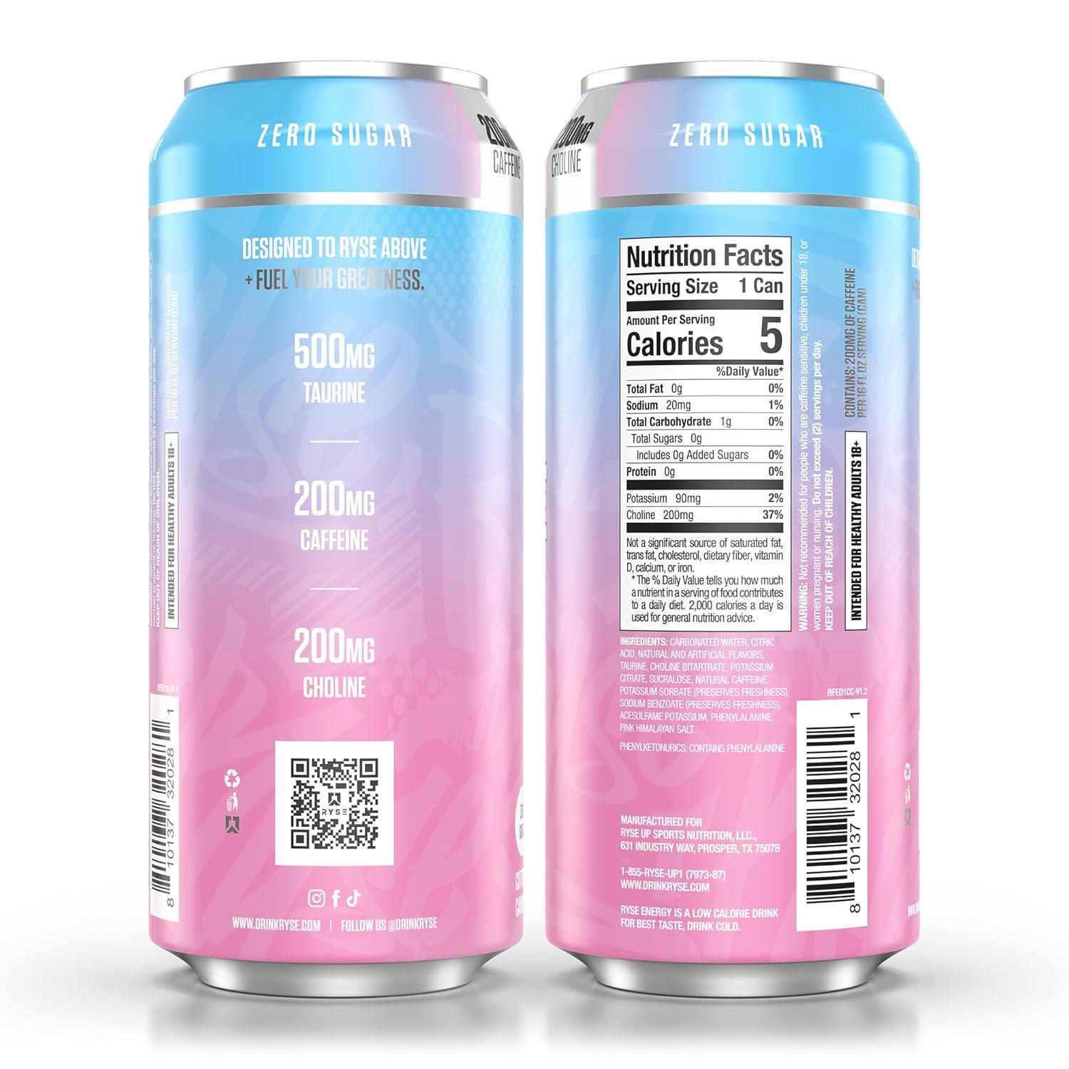 image:imageRYSE Fuel Energy Drink KoolAid Tropical Punch Sugar Free Gluten Free amp Vegan 200mg Natural Caffeine Taurine amp Choline for Focus amp Energy No Artificial Colors 16 fl oz Cans 12PackCotton Candy