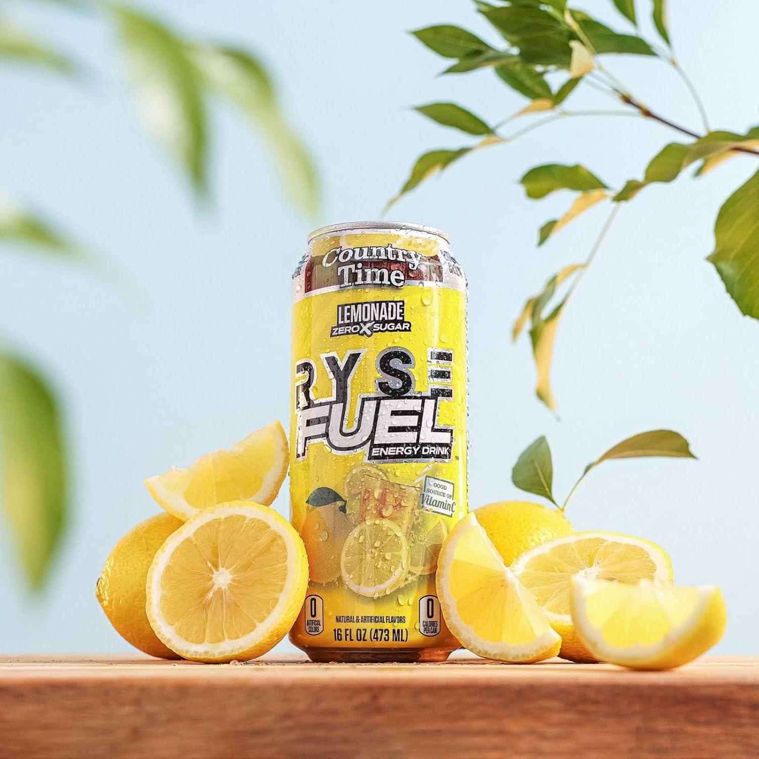 image:imageRYSE Fuel Energy Drink KoolAid Tropical Punch Sugar Free Gluten Free amp Vegan 200mg Natural Caffeine Taurine amp Choline for Focus amp Energy No Artificial Colors 16 fl oz Cans 12PackCountry Time Lemonade