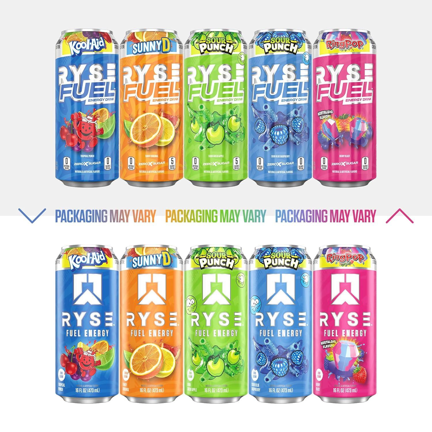 image:imageRYSE Fuel Energy Drink KoolAid Tropical Punch Sugar Free Gluten Free amp Vegan 200mg Natural Caffeine Taurine amp Choline for Focus amp Energy No Artificial Colors 16 fl oz Cans 12PackCotton Candy