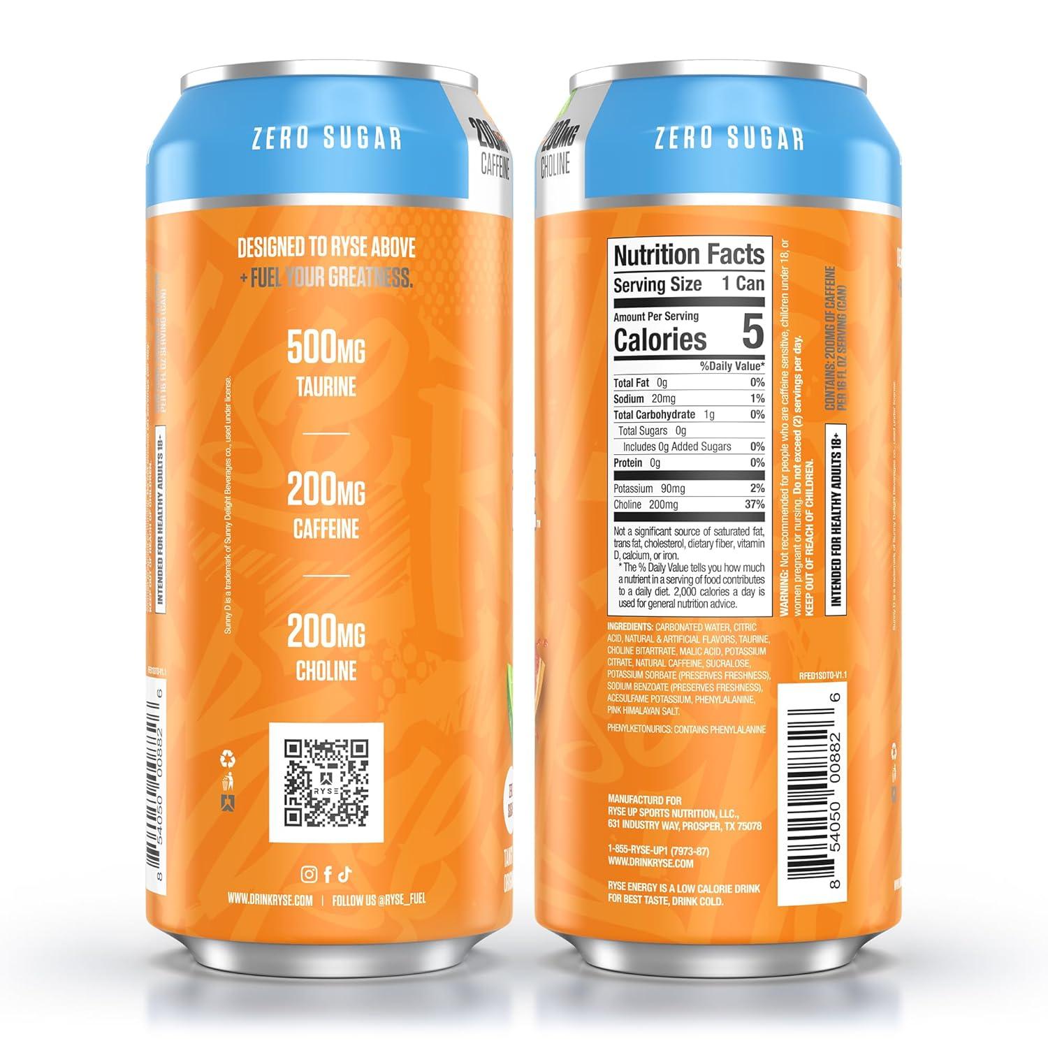 image:imageRYSE Fuel Energy Drink KoolAid Tropical Punch Sugar Free Gluten Free amp Vegan 200mg Natural Caffeine Taurine amp Choline for Focus amp Energy No Artificial Colors 16 fl oz Cans 12PackSunnyD Tangy Original