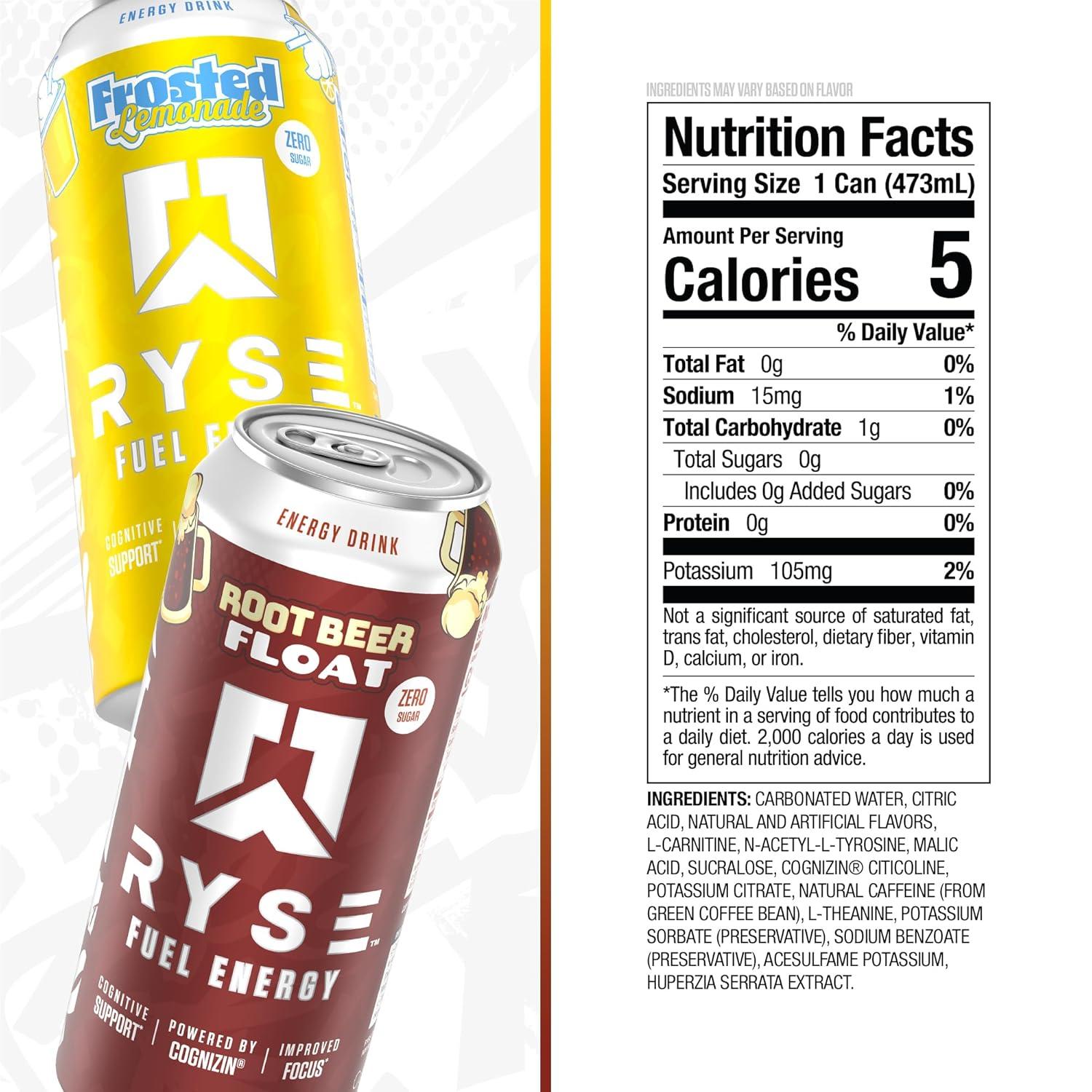 image:imageRYSE Fuel Energy Drink KoolAid Tropical Punch Sugar Free Gluten Free amp Vegan 200mg Natural Caffeine Taurine amp Choline for Focus amp Energy No Artificial Colors 16 fl oz Cans 12PackVariety Pack New V2