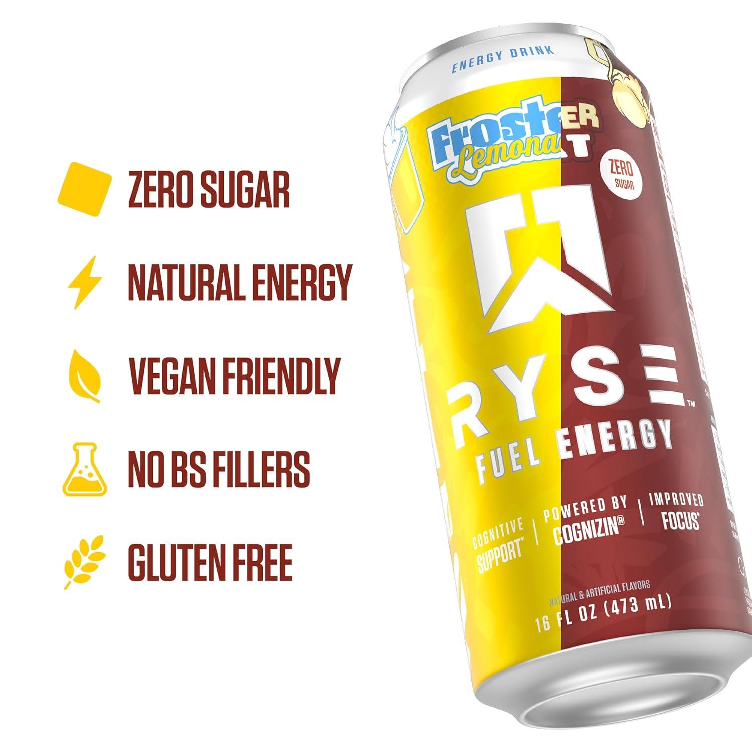 image:imageRYSE Fuel Energy Drink KoolAid Tropical Punch Sugar Free Gluten Free amp Vegan 200mg Natural Caffeine Taurine amp Choline for Focus amp Energy No Artificial Colors 16 fl oz Cans 12PackVariety Pack New V2