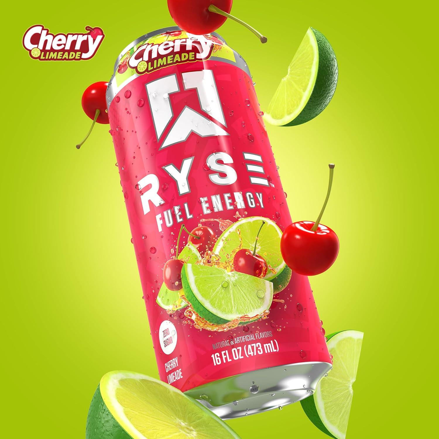 image:imageRYSE Fuel Energy Drink KoolAid Tropical Punch Sugar Free Gluten Free amp Vegan 200mg Natural Caffeine Taurine amp Choline for Focus amp Energy No Artificial Colors 16 fl oz Cans 12PackCherry Limeade