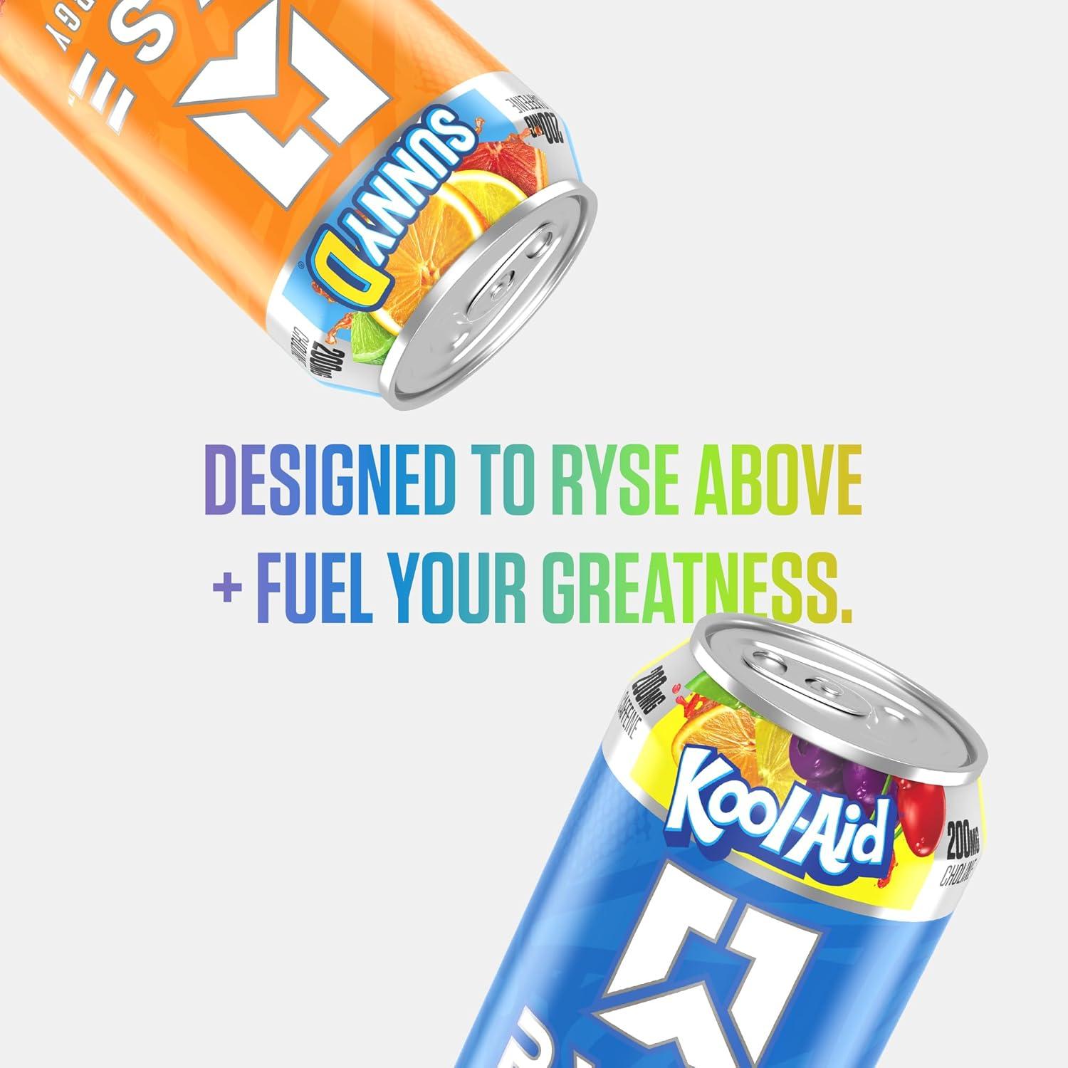 image:imageRYSE Fuel Energy Drink KoolAid Tropical Punch Sugar Free Gluten Free amp Vegan 200mg Natural Caffeine Taurine amp Choline for Focus amp Energy No Artificial Colors 16 fl oz Cans 12PackVariety Pack