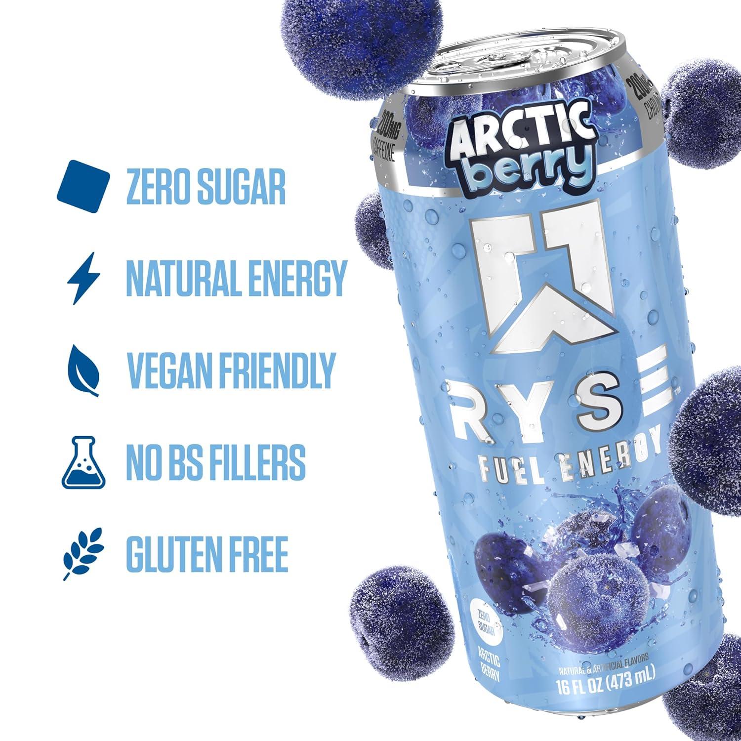 image:imageRYSE Fuel Energy Drink KoolAid Tropical Punch Sugar Free Gluten Free amp Vegan 200mg Natural Caffeine Taurine amp Choline for Focus amp Energy No Artificial Colors 16 fl oz Cans 12PackArctic Berry