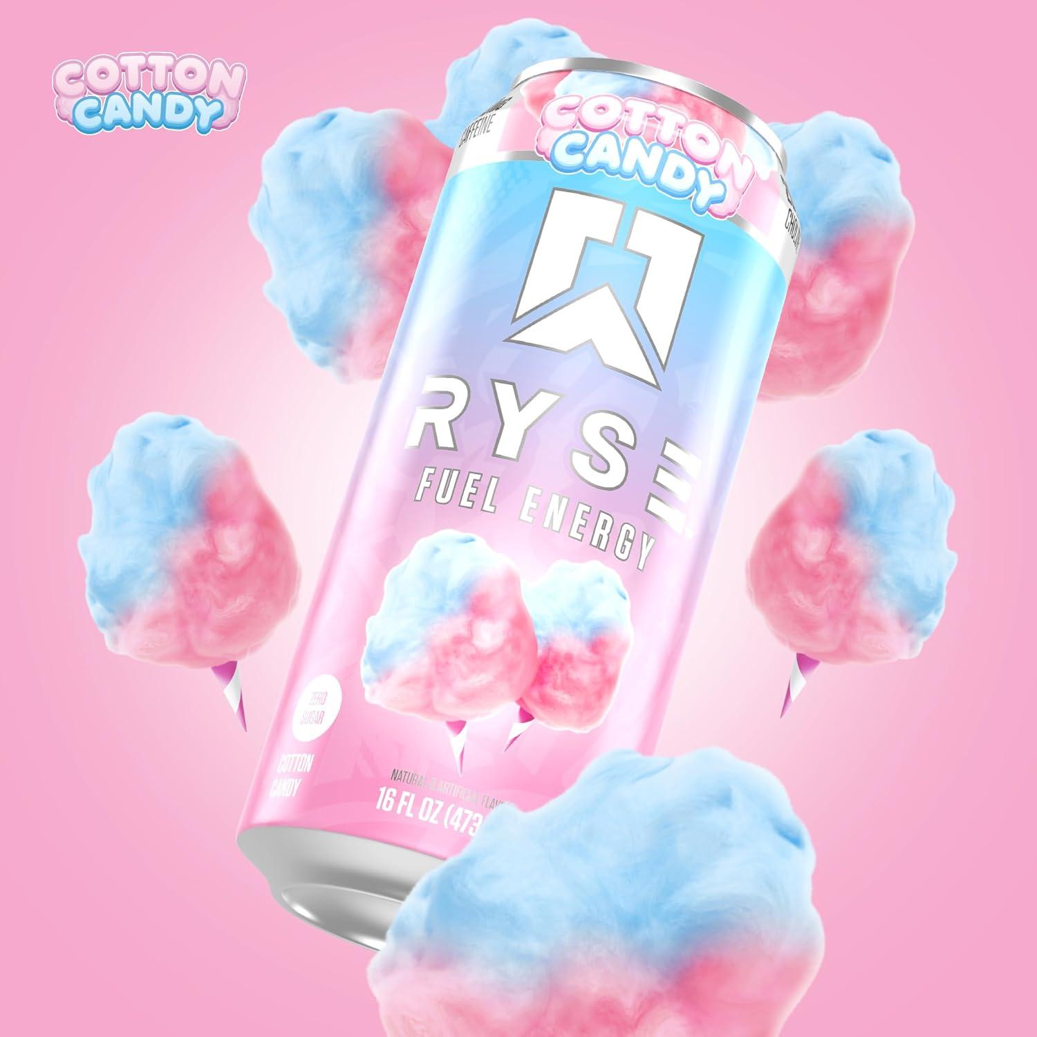 image:imageRYSE Fuel Energy Drink KoolAid Tropical Punch Sugar Free Gluten Free amp Vegan 200mg Natural Caffeine Taurine amp Choline for Focus amp Energy No Artificial Colors 16 fl oz Cans 12PackCotton Candy