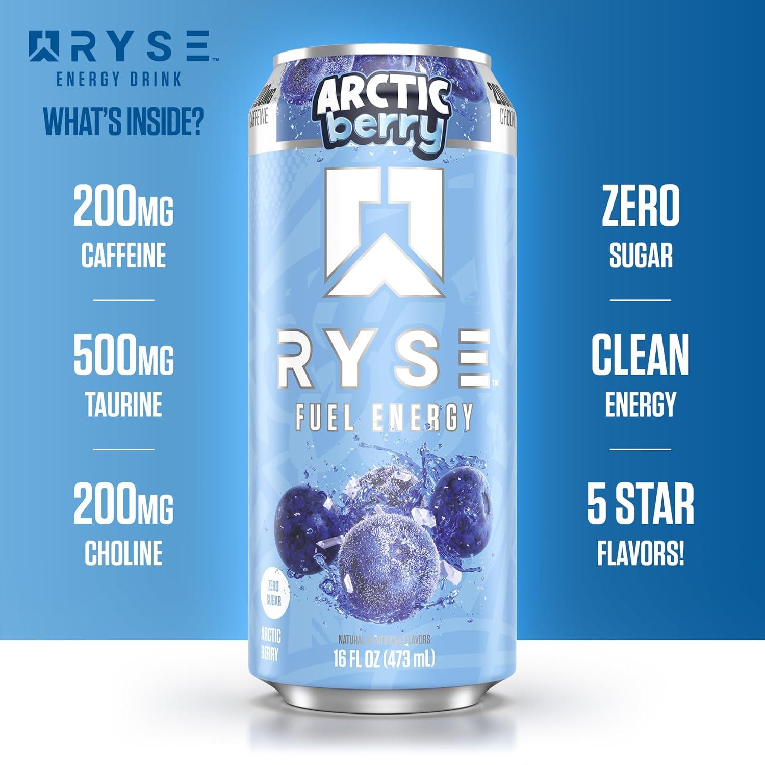 image:imageRYSE Fuel Energy Drink KoolAid Tropical Punch Sugar Free Gluten Free amp Vegan 200mg Natural Caffeine Taurine amp Choline for Focus amp Energy No Artificial Colors 16 fl oz Cans 12PackArctic Berry