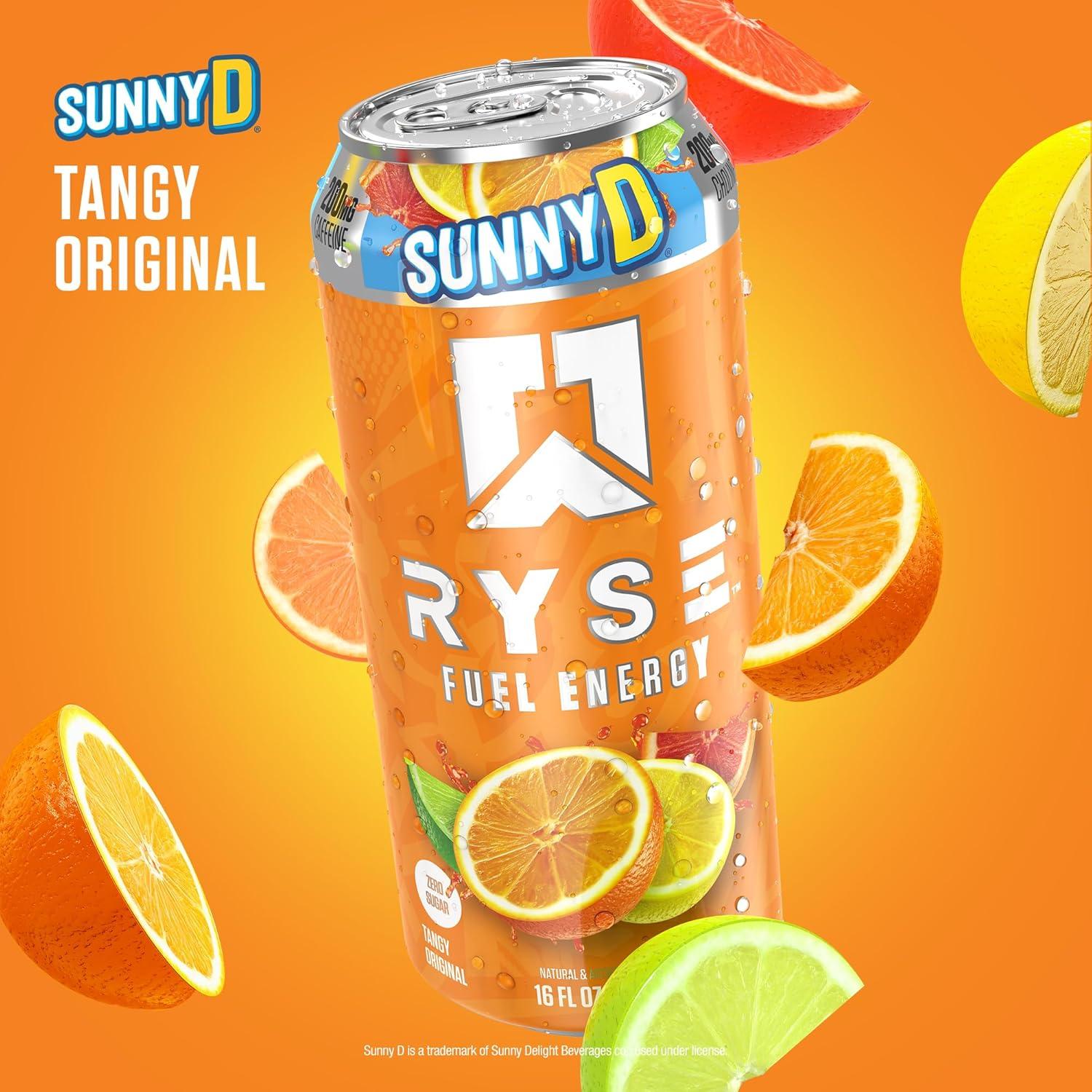 image:imageRYSE Fuel Energy Drink KoolAid Tropical Punch Sugar Free Gluten Free amp Vegan 200mg Natural Caffeine Taurine amp Choline for Focus amp Energy No Artificial Colors 16 fl oz Cans 12PackSunnyD Tangy Original