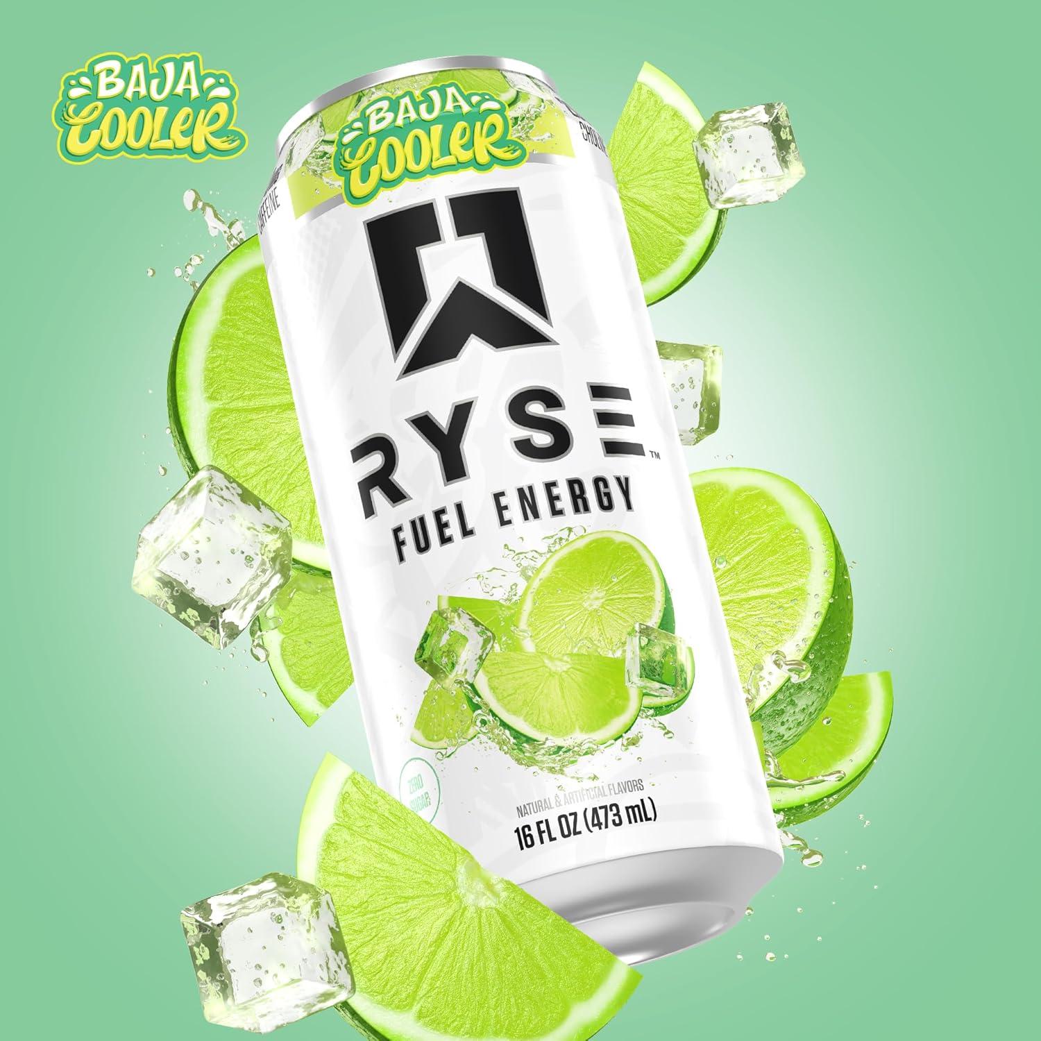 image:imageRYSE Fuel Energy Drink KoolAid Tropical Punch Sugar Free Gluten Free amp Vegan 200mg Natural Caffeine Taurine amp Choline for Focus amp Energy No Artificial Colors 16 fl oz Cans 12PackBaja Cooler