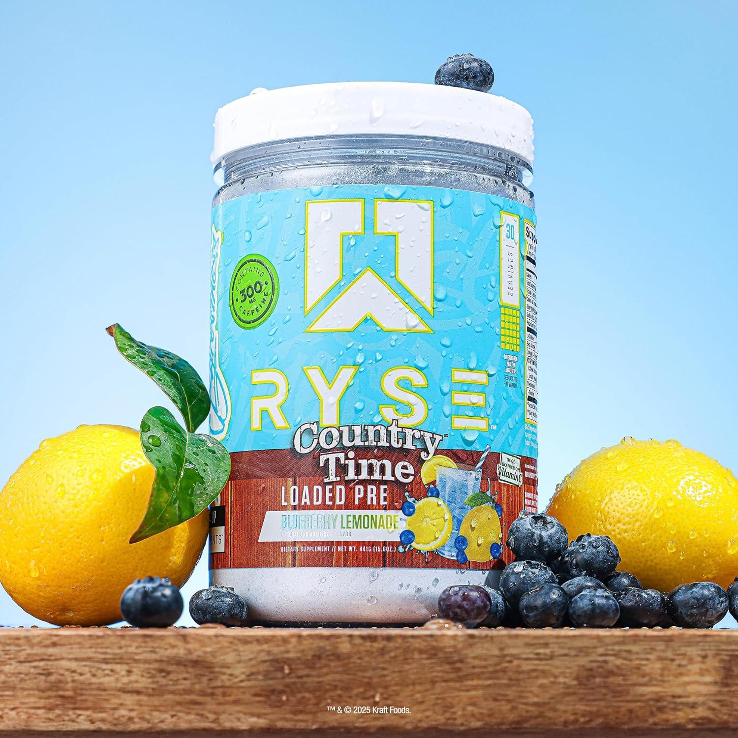 image:imageRyse Loaded Pre Workout Powder KoolAid Tropical Punch Daily PreWorkout for Men amp Women with 300mg Caffeine Beta Alanine and Citrulline for Pump Focus and Energy 30 ServingsCountry Time Blueberry Lemonade
