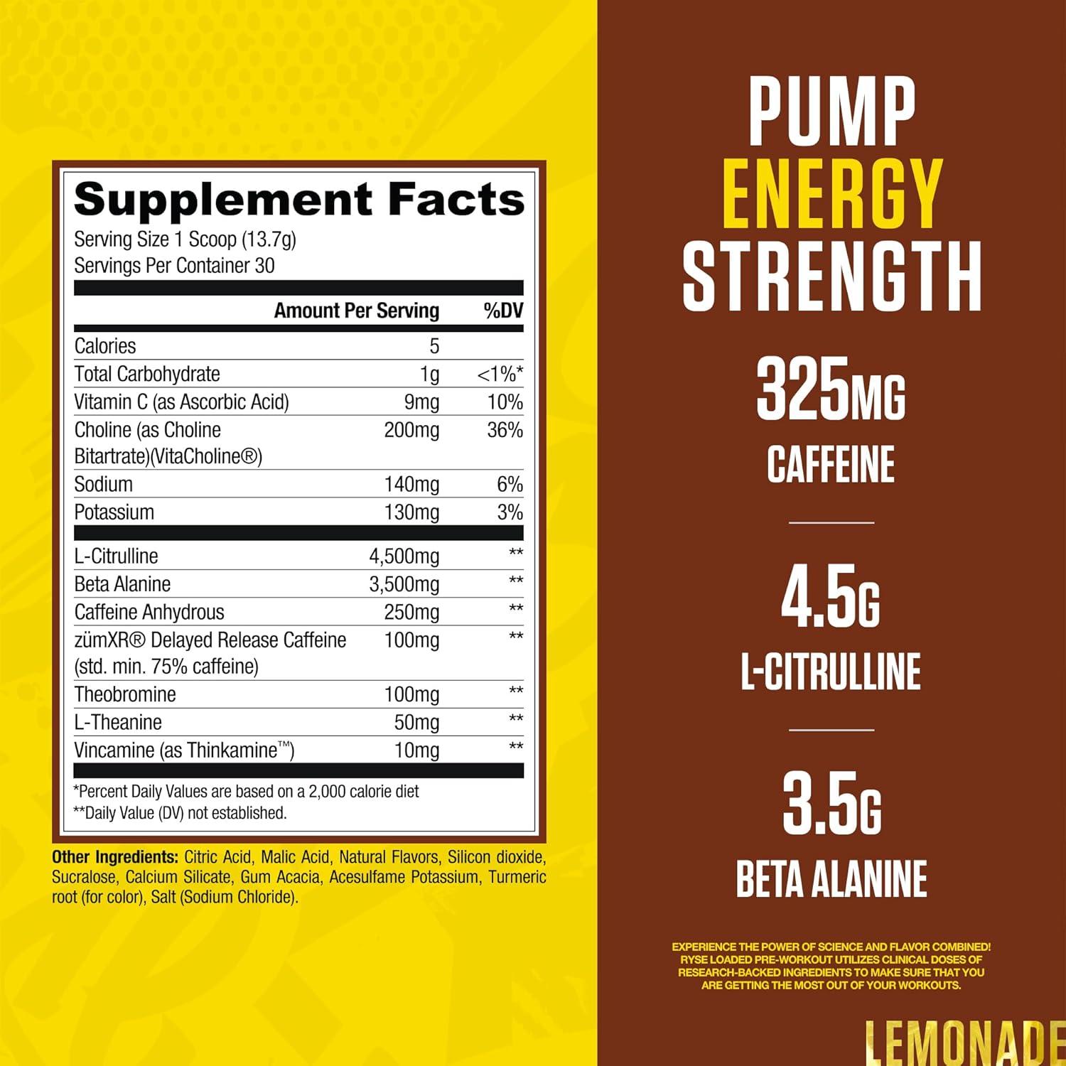 image:imageRyse Loaded Pre Workout Powder KoolAid Tropical Punch Daily PreWorkout for Men amp Women with 300mg Caffeine Beta Alanine and Citrulline for Pump Focus and Energy 30 ServingsCountry Time Lemonade