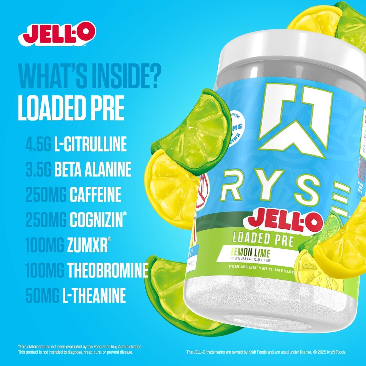 image:imageRyse Loaded Pre Workout Powder KoolAid Tropical Punch Daily PreWorkout for Men amp Women with 300mg Caffeine Beta Alanine and Citrulline for Pump Focus and Energy 30 ServingsJellO Lemon Lime