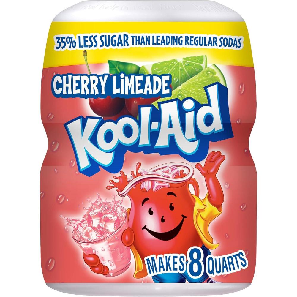 image:imageKoolAid Caffeine Free Cherry Sweetened Powdered Drink Mix 12 Count 19 oz CanistersCherry Limeade