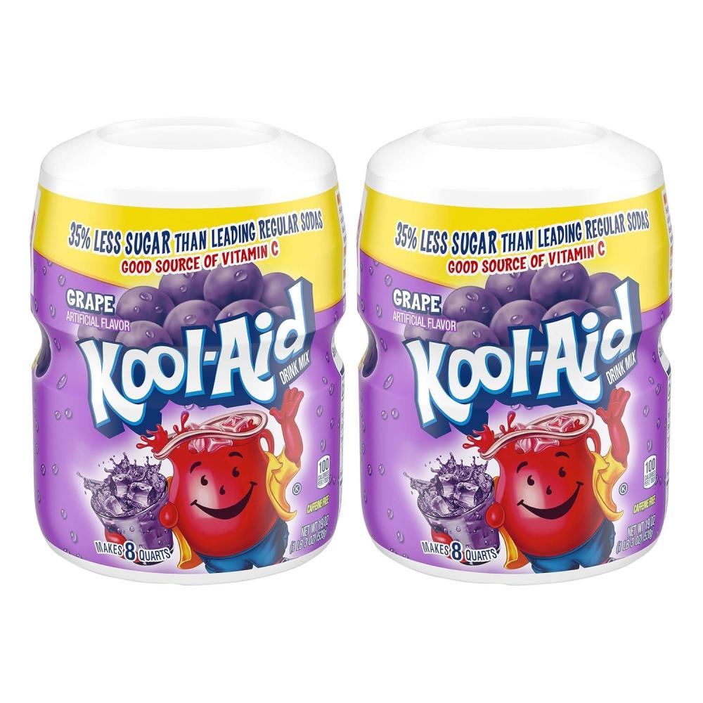 image:imageKoolAid Caffeine Free Cherry Sweetened Powdered Drink Mix 12 Count 19 oz CanistersGrape