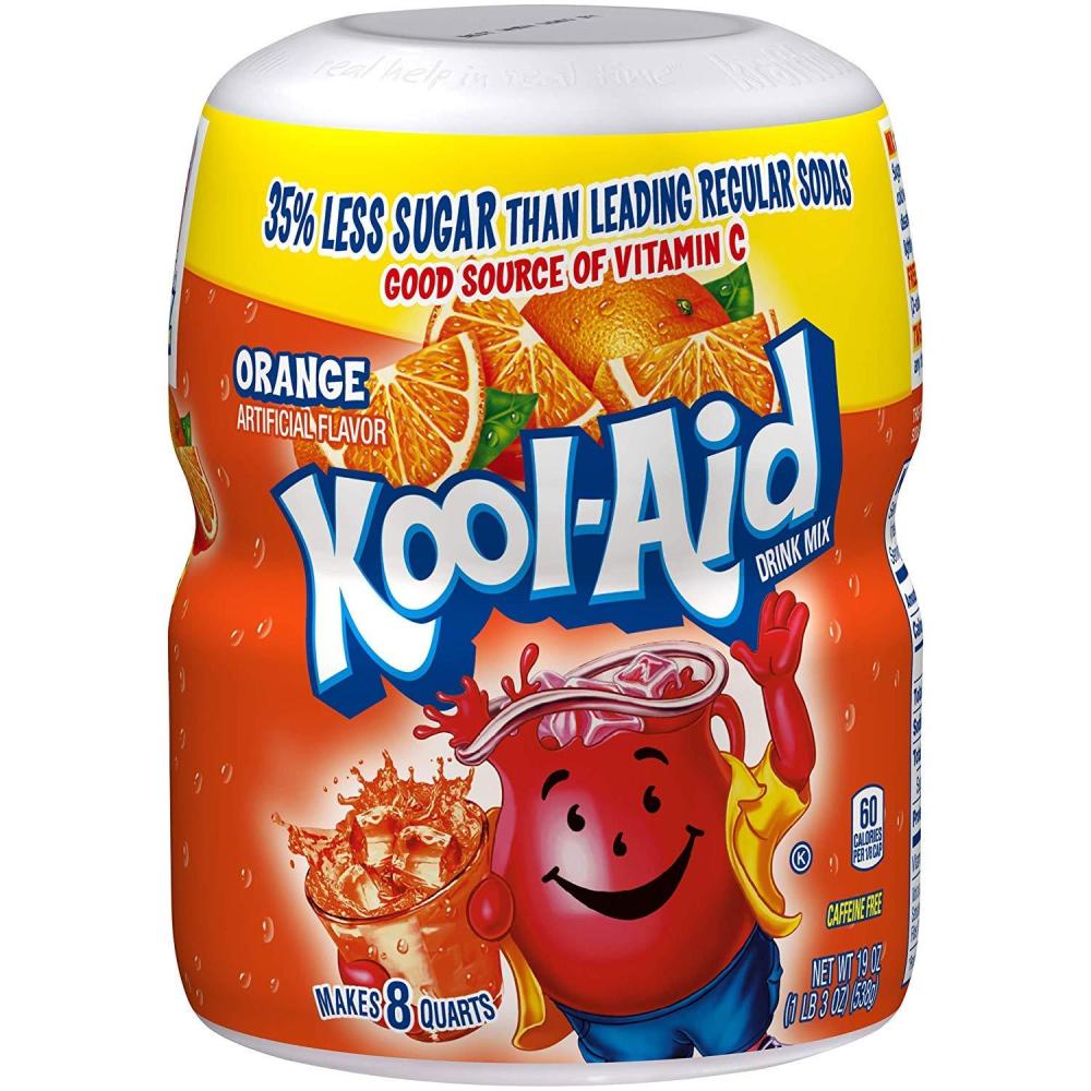 image:imageKoolAid Caffeine Free Orange Sweetened Powdered Drink Mix 12 Count 19 oz Canisters