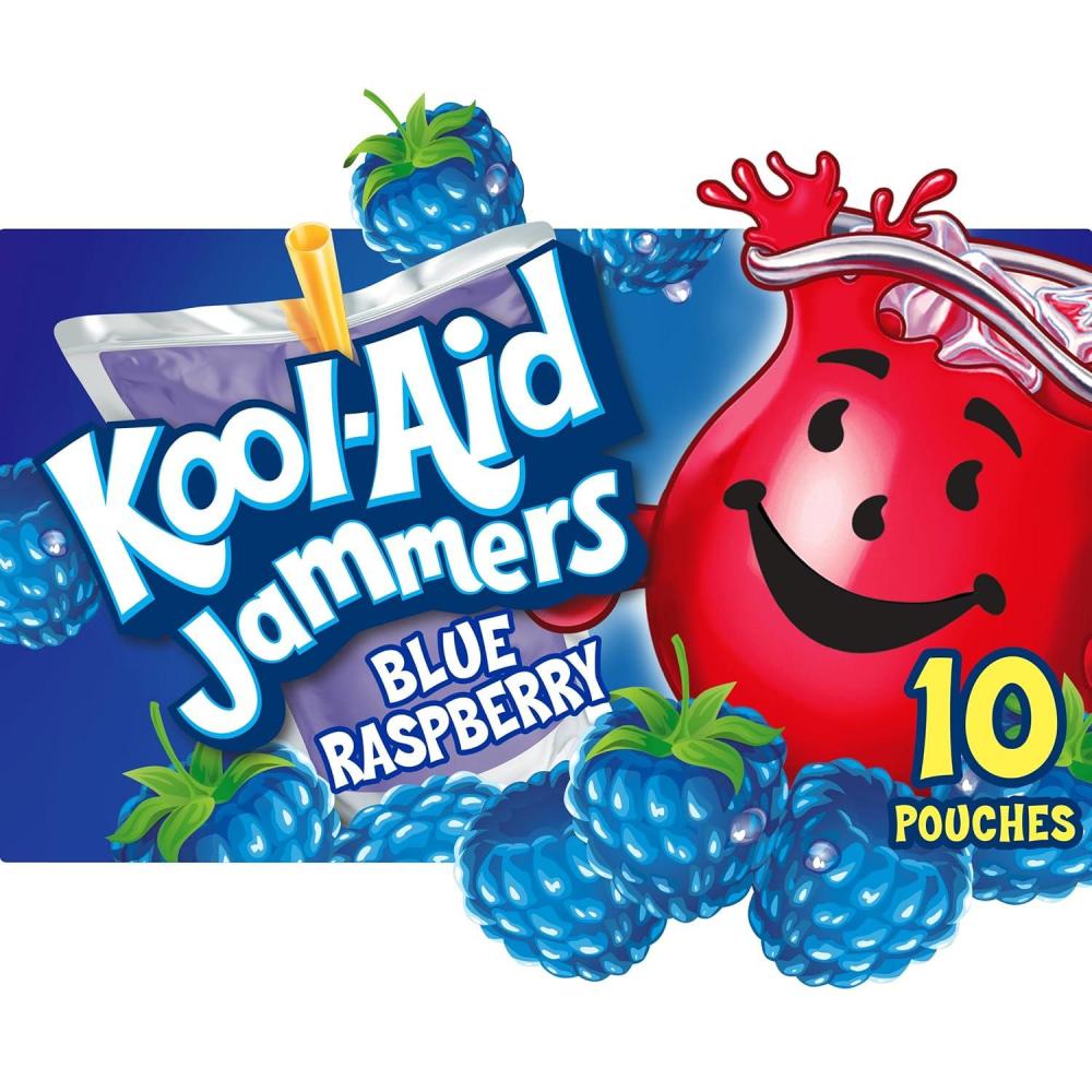 image:imageKoolAid Jammers Grape Artificially Flavored Soft Drink 40 ct Pack 4 Boxes of 10 PouchesBlue Raspberry