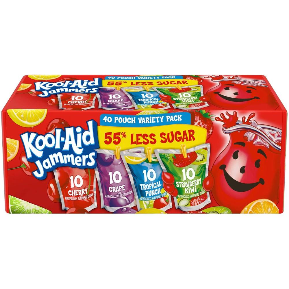 image:imageKoolAid Jammers Grape Artificially Flavored Soft Drink 40 ct Pack 4 Boxes of 10 PouchesVariety Pack