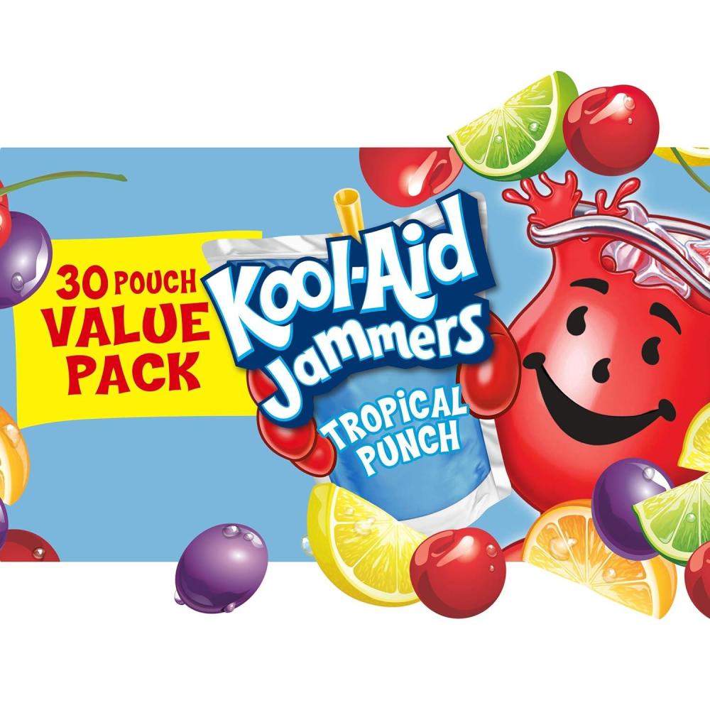 image:imageKoolAid Jammers Tropical Punch Flavored Drink Value Pack 30 ct Box 6 fl oz PouchesTropical Punch
