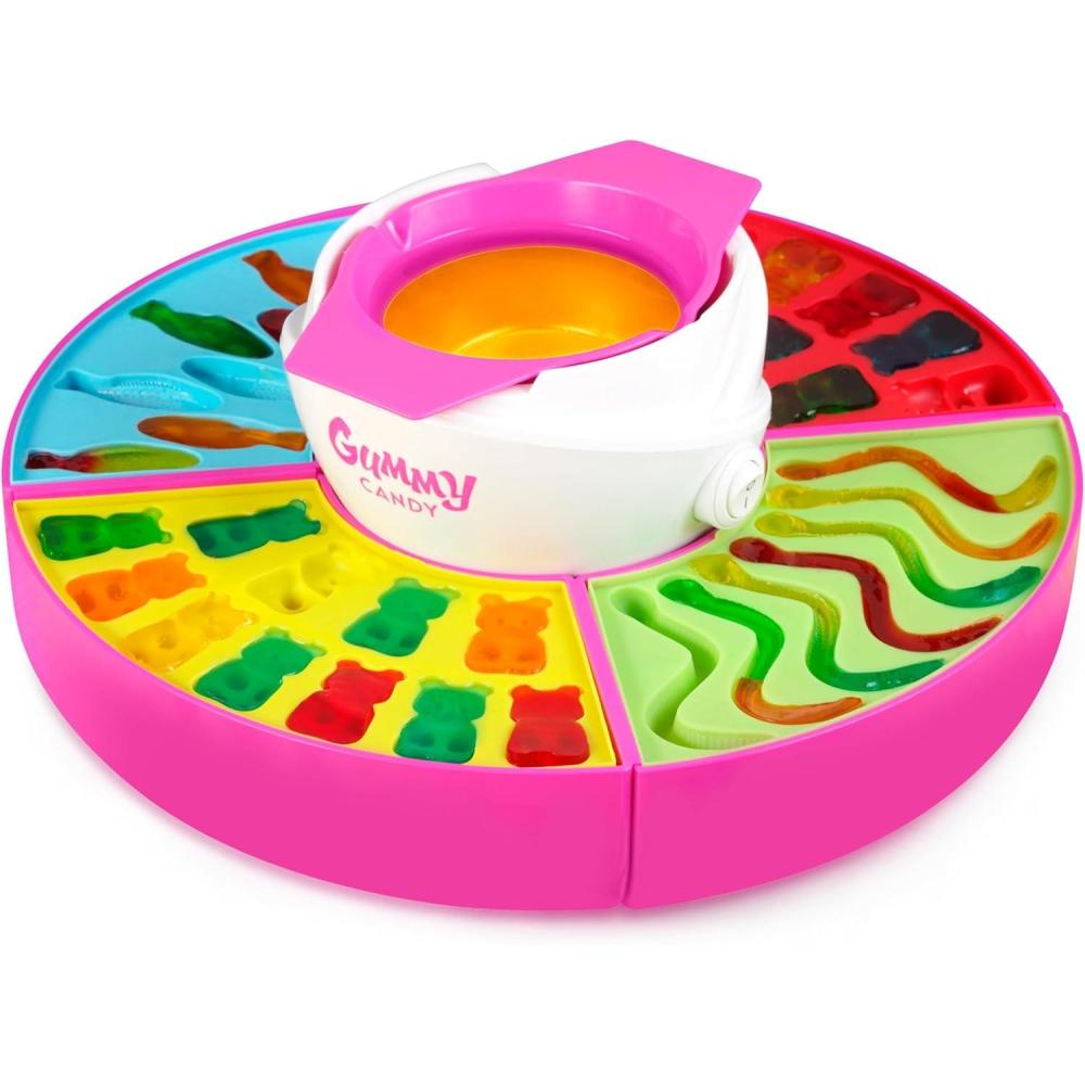 image:imageNostalgia KoolAid Electric Gummy Maker Gummy Candy Machine with 4 Silicone Molds Heated Base amp Melting Pot for Gelatin Mixture RedGummy Maker