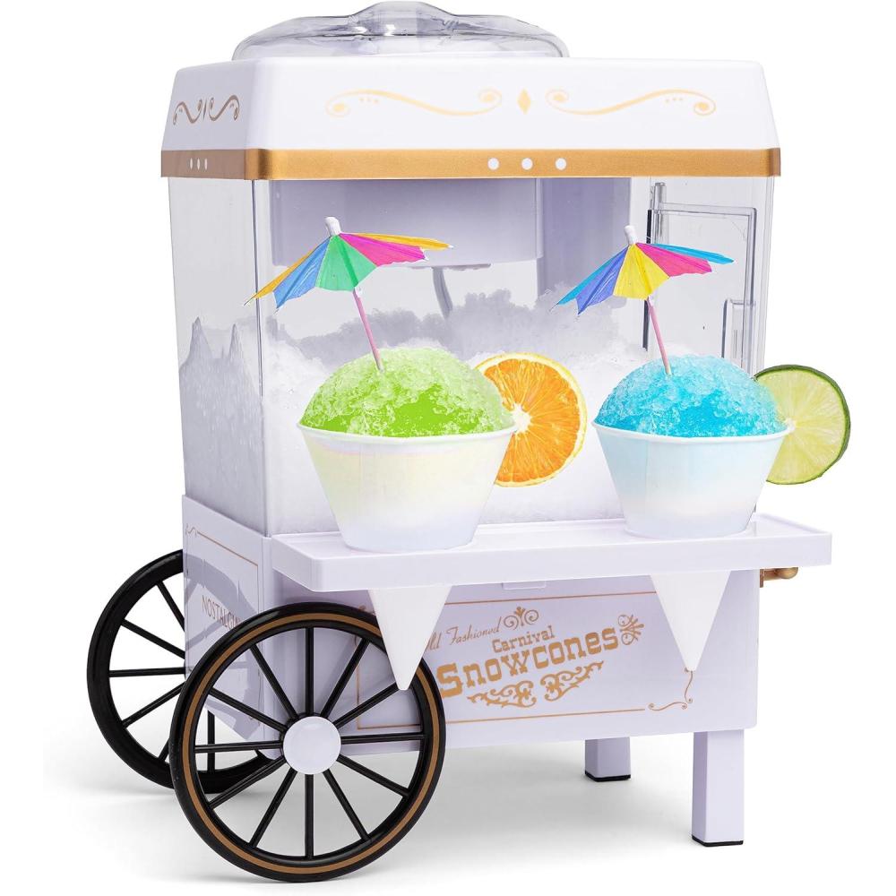 image:imageNostalgia KoolAid Snow Cone Shaved Ice Machine Retro TableTop Slushie Machine Makes 20 Icy Treats Includes 2 Reusable Plastic Cups amp Ice Scoop RedWhite