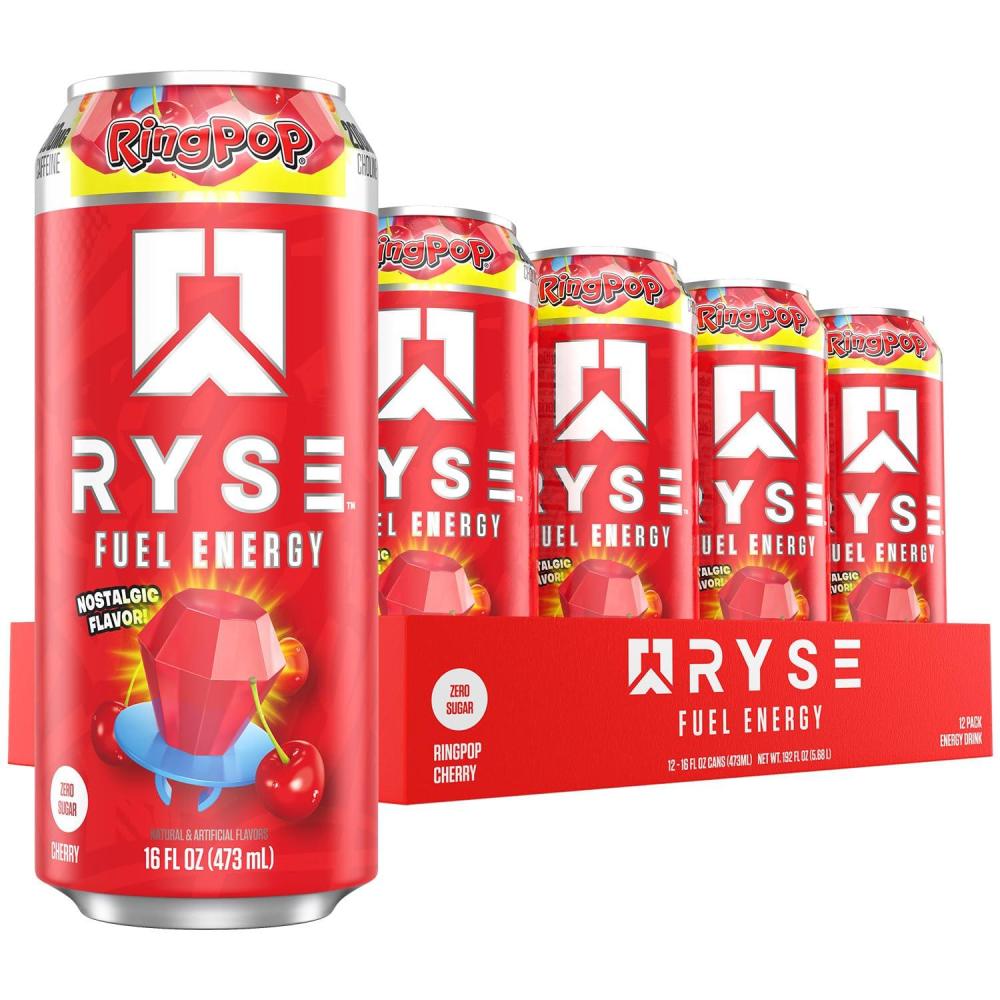 image:imageRYSE Fuel Energy Drink  KoolAid Tropical Punch  Sugar Free Gluten Free amp Vegan  200mg Natural Caffeine Taurine amp Choline for Focus amp Energy  No Artificial Colors  16 fl oz Cans 12PackRing Pop Cherry