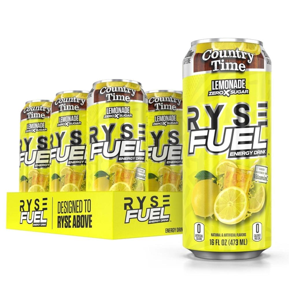 image:imageRYSE Fuel Energy Drink KoolAid Tropical Punch Sugar Free Gluten Free amp Vegan 200mg Natural Caffeine Taurine amp Choline for Focus amp Energy No Artificial Colors 16 fl oz Cans 12PackCountry Time Lemonade