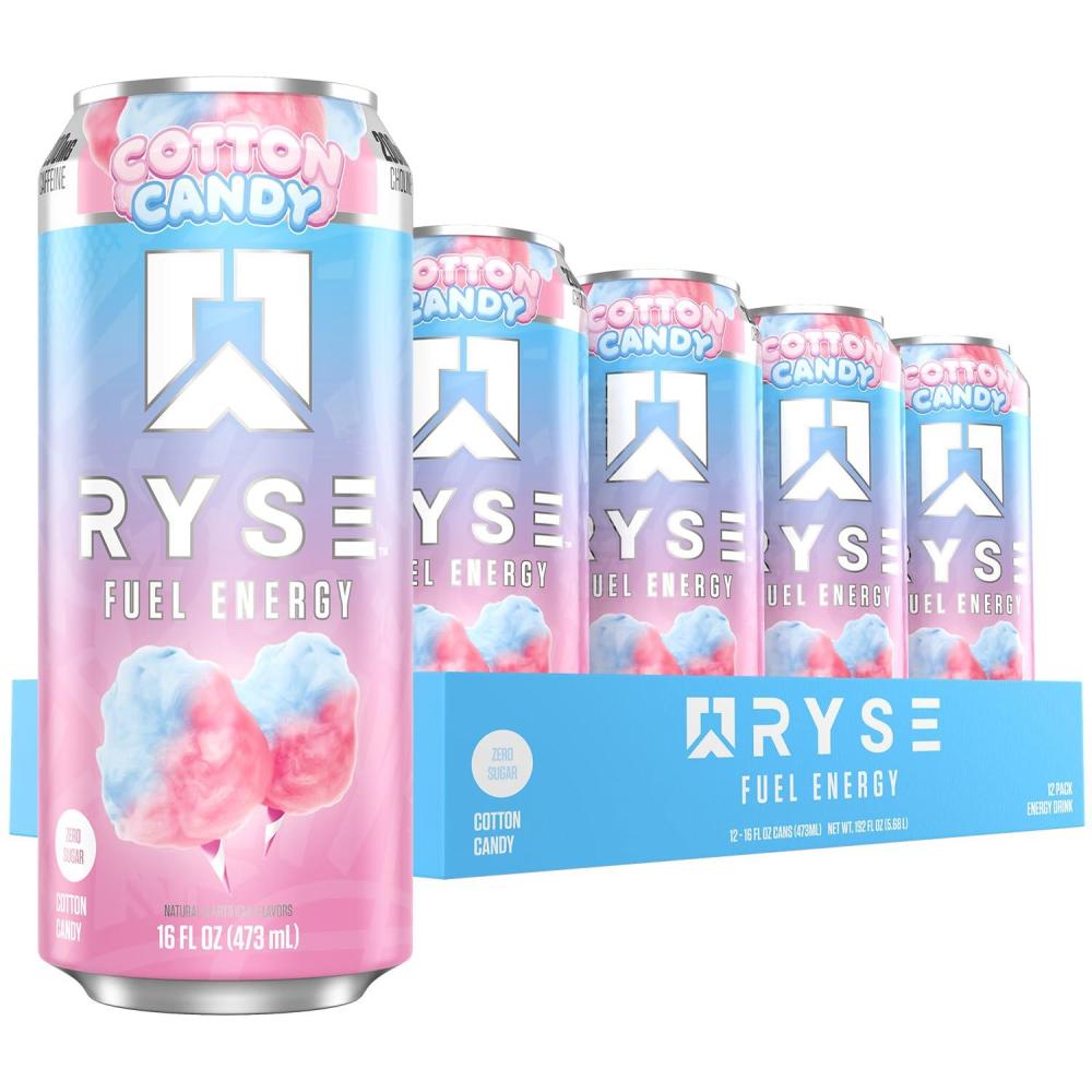image:imageRYSE Fuel Energy Drink KoolAid Tropical Punch Sugar Free Gluten Free amp Vegan 200mg Natural Caffeine Taurine amp Choline for Focus amp Energy No Artificial Colors 16 fl oz Cans 12PackCotton Candy