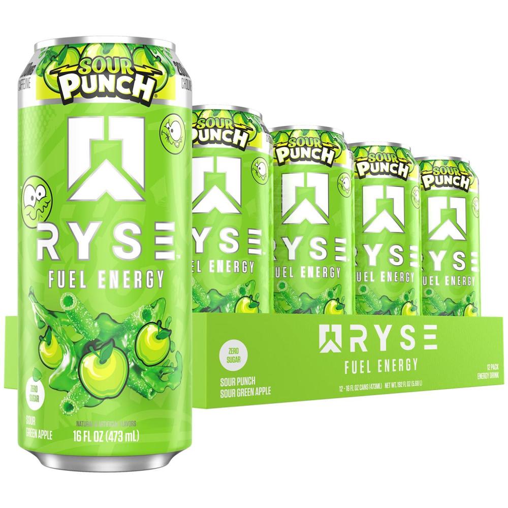 image:imageRYSE Fuel Energy Drink KoolAid Tropical Punch Sugar Free Gluten Free amp Vegan 200mg Natural Caffeine Taurine amp Choline for Focus amp Energy No Artificial Colors 16 fl oz Cans 12PackSour Punch Green Apple