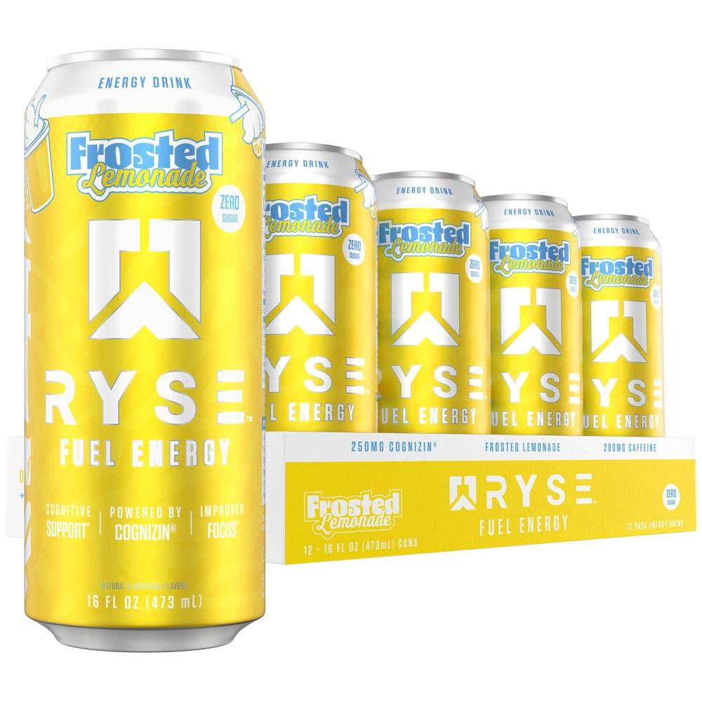 image:imageRYSE Fuel Energy Drink KoolAid Tropical Punch Sugar Free Gluten Free amp Vegan 200mg Natural Caffeine Taurine amp Choline for Focus amp Energy No Artificial Colors 16 fl oz Cans 12PackFrosted Lemonade