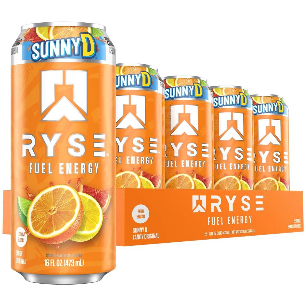 image:imageRYSE Fuel Energy Drink KoolAid Tropical Punch Sugar Free Gluten Free amp Vegan 200mg Natural Caffeine Taurine amp Choline for Focus amp Energy No Artificial Colors 16 fl oz Cans 12PackSunnyD Tangy Original