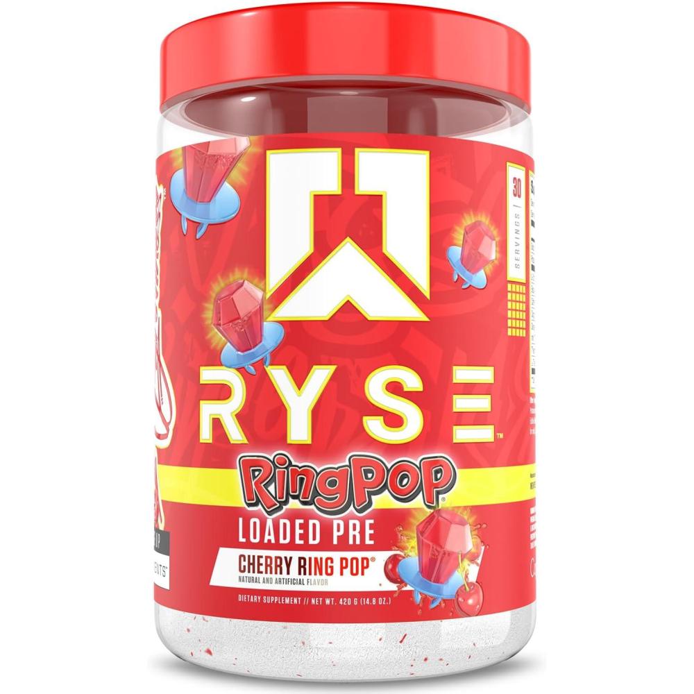 image:imageRyse Loaded Pre Workout Powder  KoolAid Tropical Punch  Daily PreWorkout for Men amp Women with 300mg Caffeine Beta Alanine and Citrulline for Pump Focus and Energy  30 ServingsRing Pop Cherry