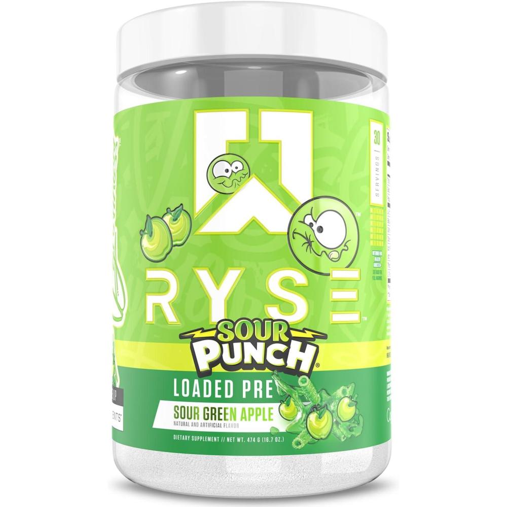 image:imageRyse Loaded Pre Workout Powder  KoolAid Tropical Punch  Daily PreWorkout for Men amp Women with 300mg Caffeine Beta Alanine and Citrulline for Pump Focus and Energy  30 ServingsSour Punch Green Apple