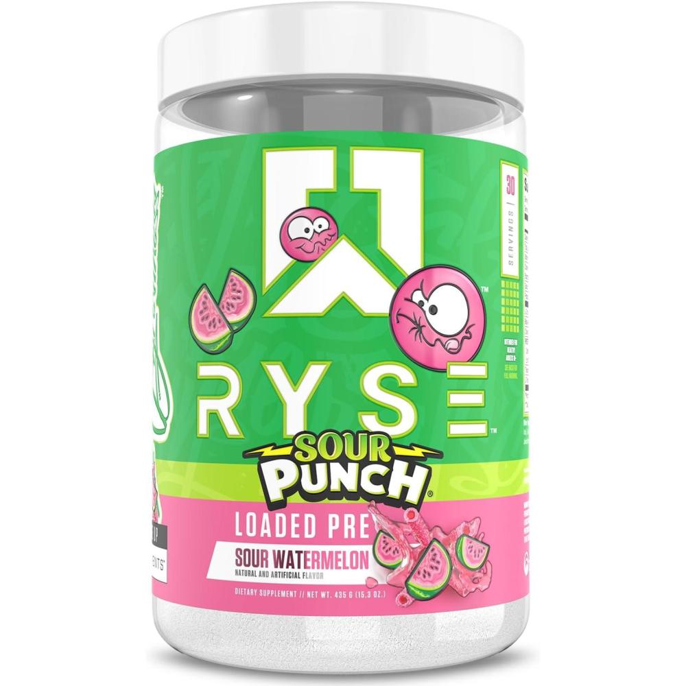 image:imageRyse Loaded Pre Workout Powder  KoolAid Tropical Punch  Daily PreWorkout for Men amp Women with 300mg Caffeine Beta Alanine and Citrulline for Pump Focus and Energy  30 ServingsSour Punch Watermelon