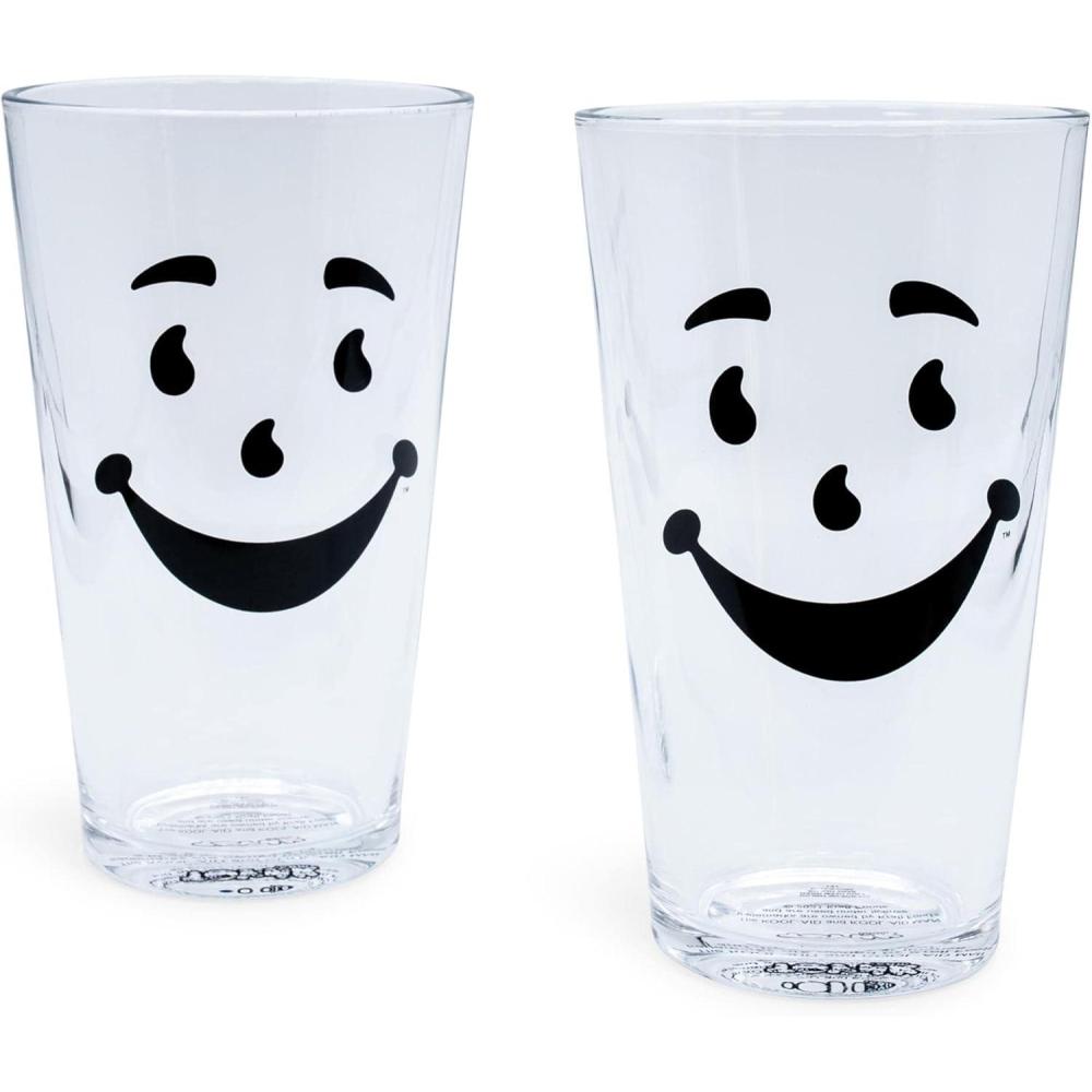 image:imageToynk KoolAid Man 16Ounce Pint Glasses Set of 2 Large Drinking Cup Glassware For Water Juice Iced Tea Cocktails Home amp Kitchen Essentials Nostalgic Gifts