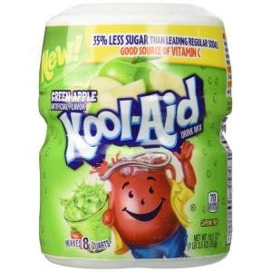 Kool-Aid Caffeine Free Cherry Sweetened Powdered Drink Mix 12 Count 19 oz Canisters(Green Apple)