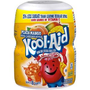 Kool-Aid Caffeine Free Cherry Sweetened Powdered Drink Mix 12 Count 19 oz Canisters(Peach Mango)