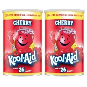 Kool-Aid Caffeine Free Jumbo Cherry Sweetened Powdered Drink Mix 2 Count 63 oz Canisters