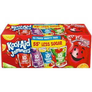Kool-Aid Jammers Grape Artificially Flavored Soft Drink (40 ct Pack, 4 Boxes of 10 Pouches)(Variety Pack)