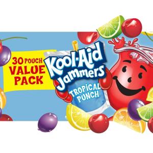 Kool-Aid Jammers Tropical Punch Flavored Drink Value Pack, 30 ct Box, 6 fl oz Pouches(Tropical Punch)