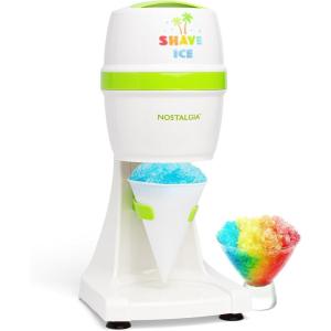 Nostalgia Kool-Aid Shave Ice & Snow Cone Maker, Includes Reusable Cup and Two Ice Molds, Stainless Steel Blades, Makes Margaritas, Frozen Cocktails, Slushies, Red(Hawaiian)