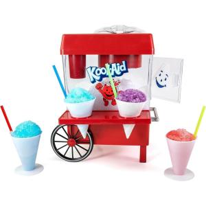 Nostalgia Kool-Aid Snow Cone Shaved Ice Machine – Retro Table-Top Slushie Machine Makes 20 Icy Treats – Includes 2 Reusable Plastic Cups & Ice Scoop – Red(Kool-Aid Red)