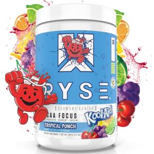 RYSE BCAA Focus Powder – Kool-Aid Tropical Punch – BCAA Supplement with Electrolytes, Natural Caffeine & Cognizin Supports for Hydration, Recovery, Energy, and Focus for Men & Women – 30 Servings(Kool Aid Tropical Punch)