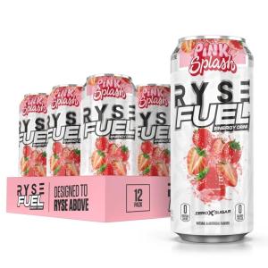 RYSE Fuel Energy Drink – Kool-Aid Tropical Punch – Sugar Free, Gluten Free & Vegan – 200mg Natural Caffeine, Taurine & Choline for Focus & Energy – No Artificial Colors – 16 fl oz Cans (12-Pack)(Pink Splash)