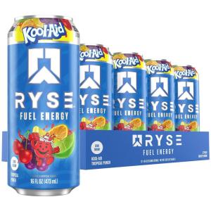 RYSE Fuel Energy Drink – Kool-Aid Tropical Punch – Sugar Free, Gluten Free & Vegan – 200mg Natural Caffeine, Taurine & Choline for Focus & Energy – No Artificial Colors – 16 fl oz Cans (12-Pack)(Kool-Aid Tropical Punch)
