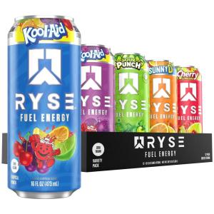 RYSE Fuel Energy Drink – Kool-Aid Tropical Punch – Sugar Free, Gluten Free & Vegan – 200mg Natural Caffeine, Taurine & Choline for Focus & Energy – No Artificial Colors – 16 fl oz Cans (12-Pack)(Variety Pack)