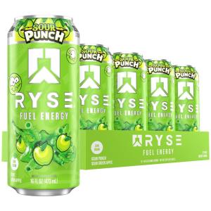 RYSE Fuel Energy Drink – Kool-Aid Tropical Punch – Sugar Free, Gluten Free & Vegan – 200mg Natural Caffeine, Taurine & Choline for Focus & Energy – No Artificial Colors – 16 fl oz Cans (12-Pack)(Sour Punch Green Apple)